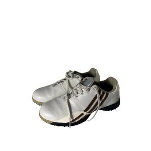 Adidas White & Brown Leather Golf Shoes Size 10